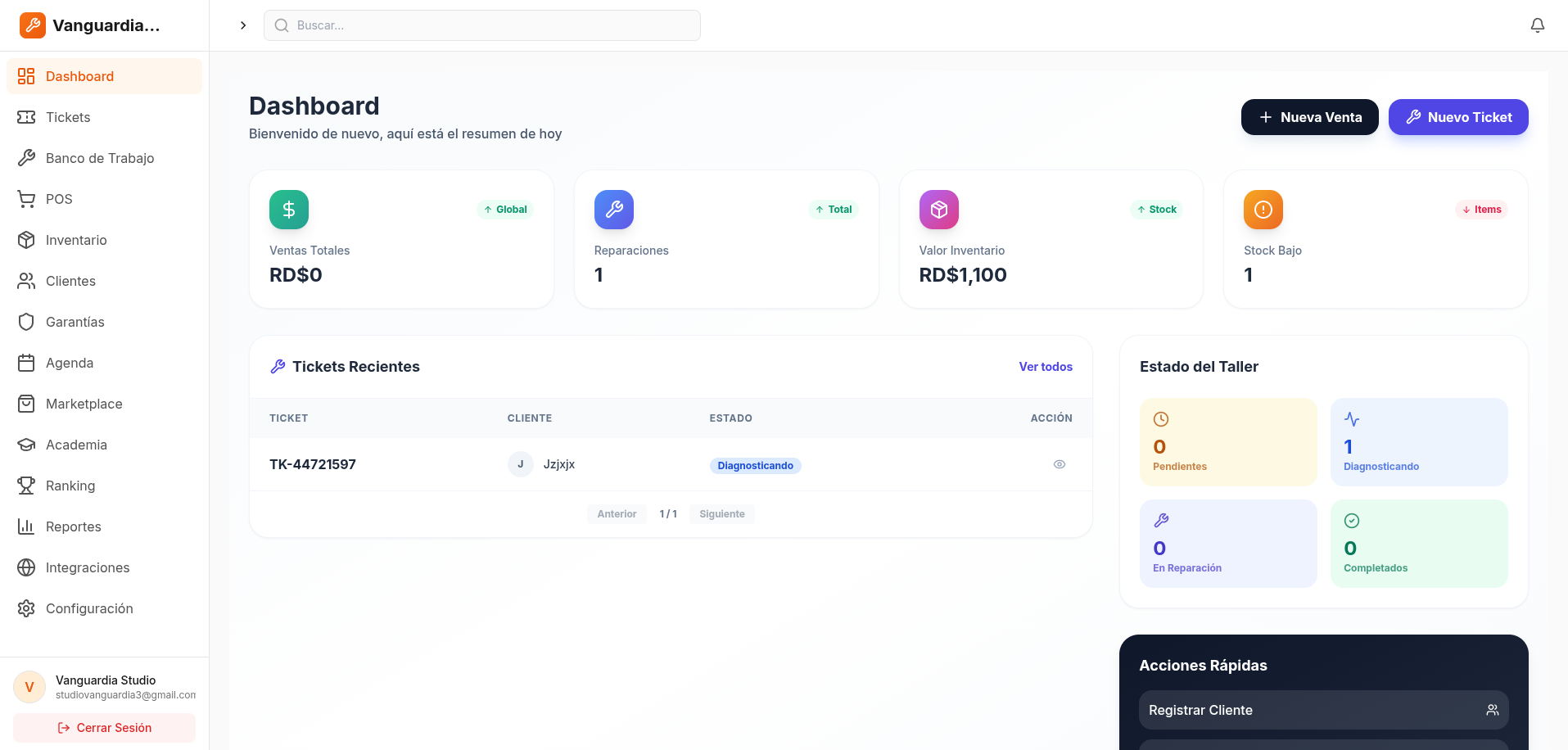 ClickMovil - Dashboard