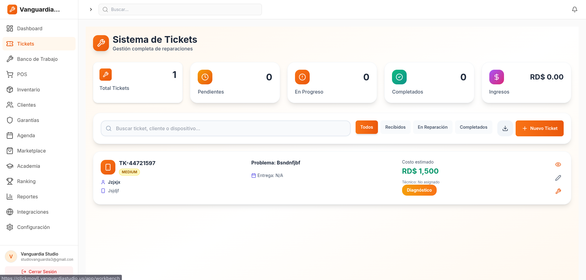 ClickMovil - Tickets