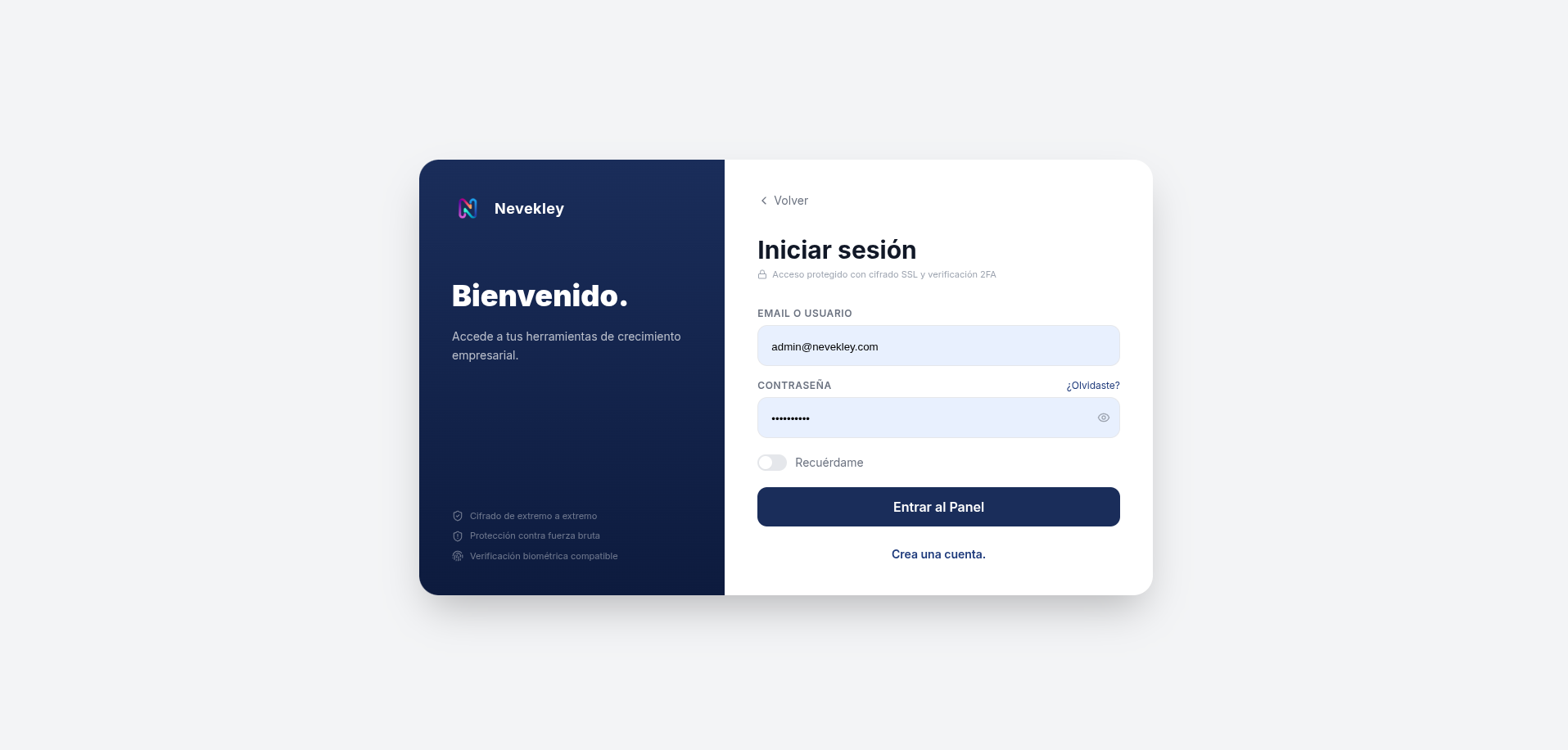 Nevekley ERP - Login